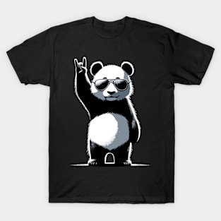 Retro Panda Rock Music Gift Funny Panda T-Shirt